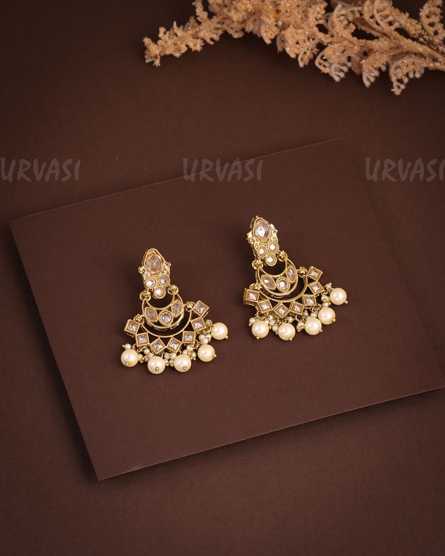 Mehendi Polish Chandhbali Reverse AD Earrings ER 934