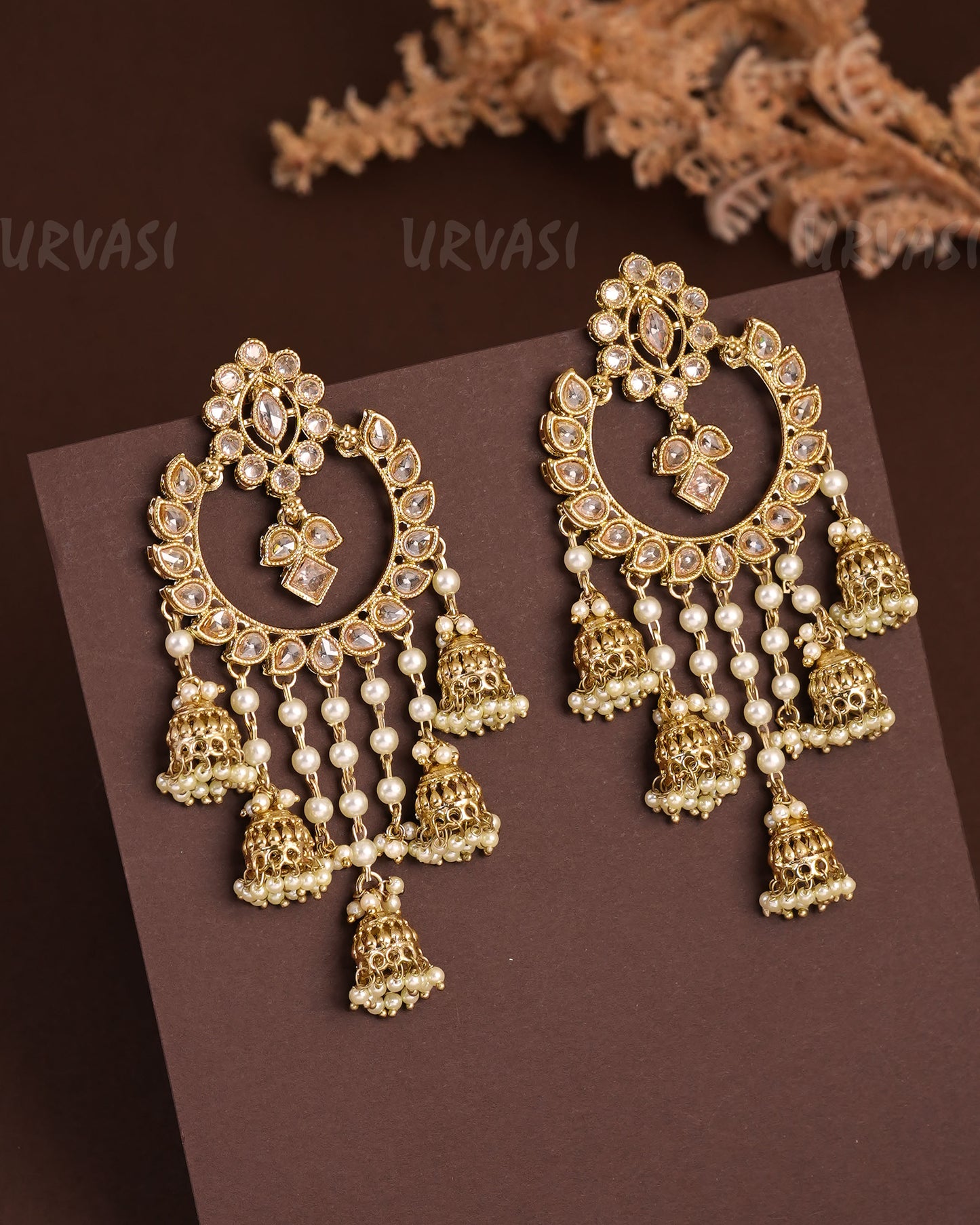 Mehendi Polish Chandhbali Designed Jhumka Earrings ER 937