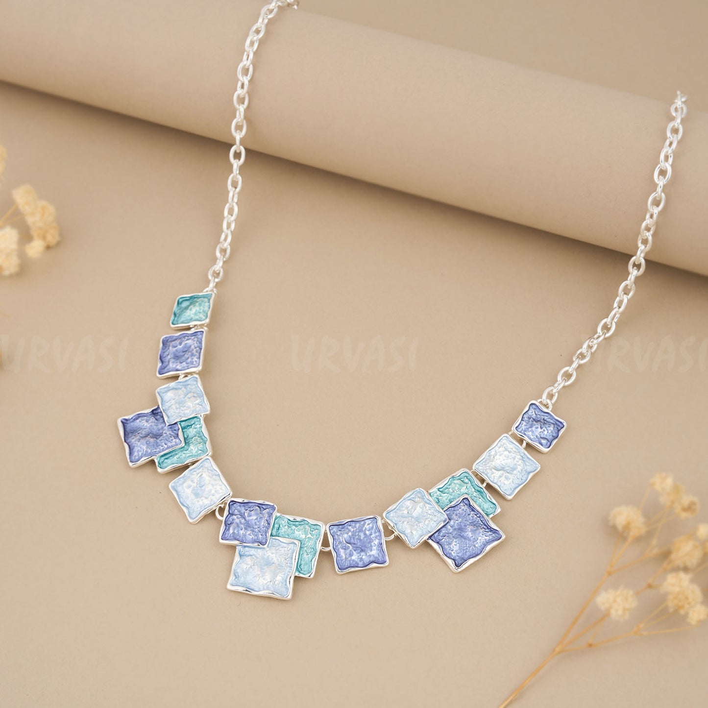 Square Shaped Multicoloured Enamel Statement Neckpiece SN 08