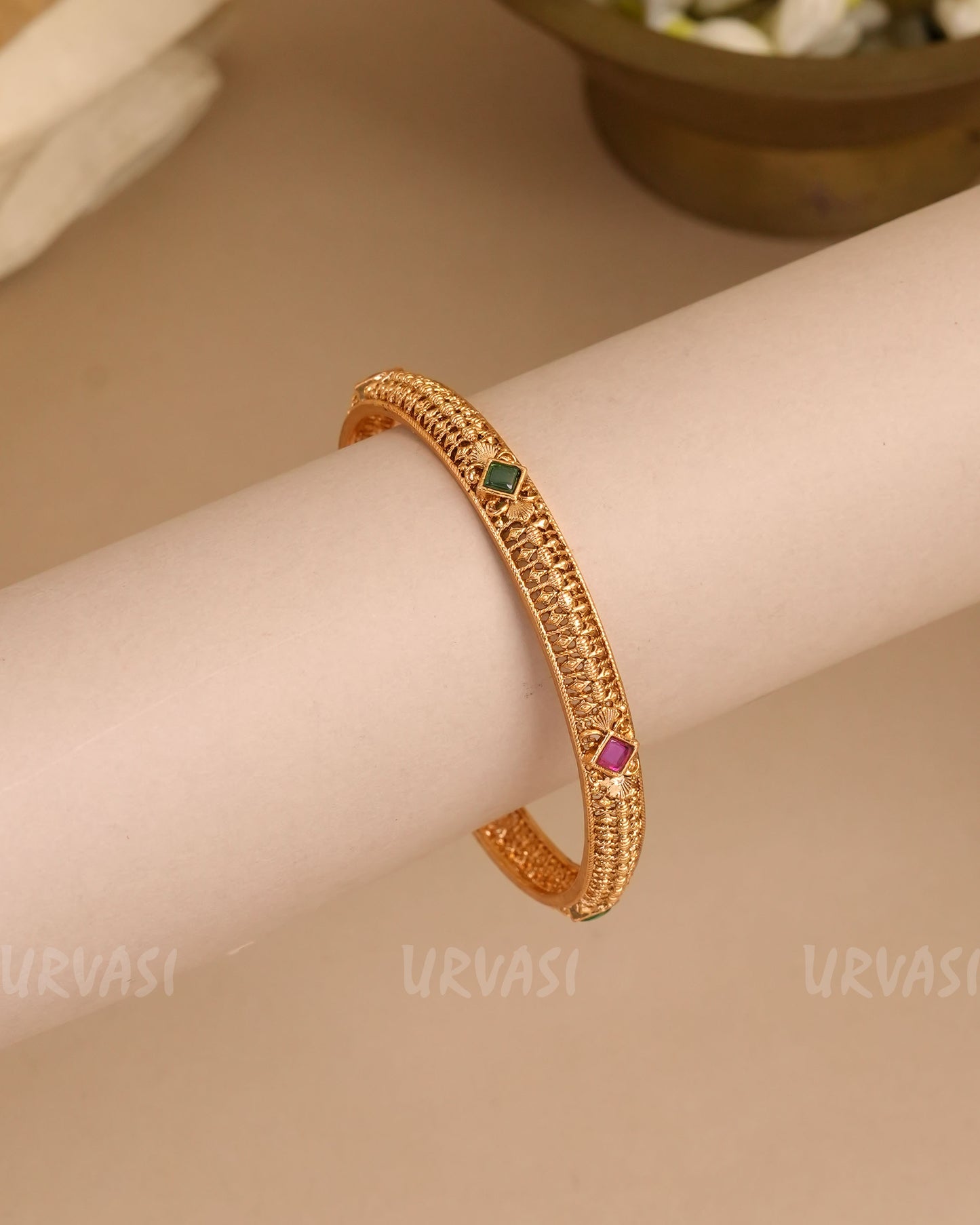 Gold-Toned Non-Idol Stone-Studded Bangles BA 453
