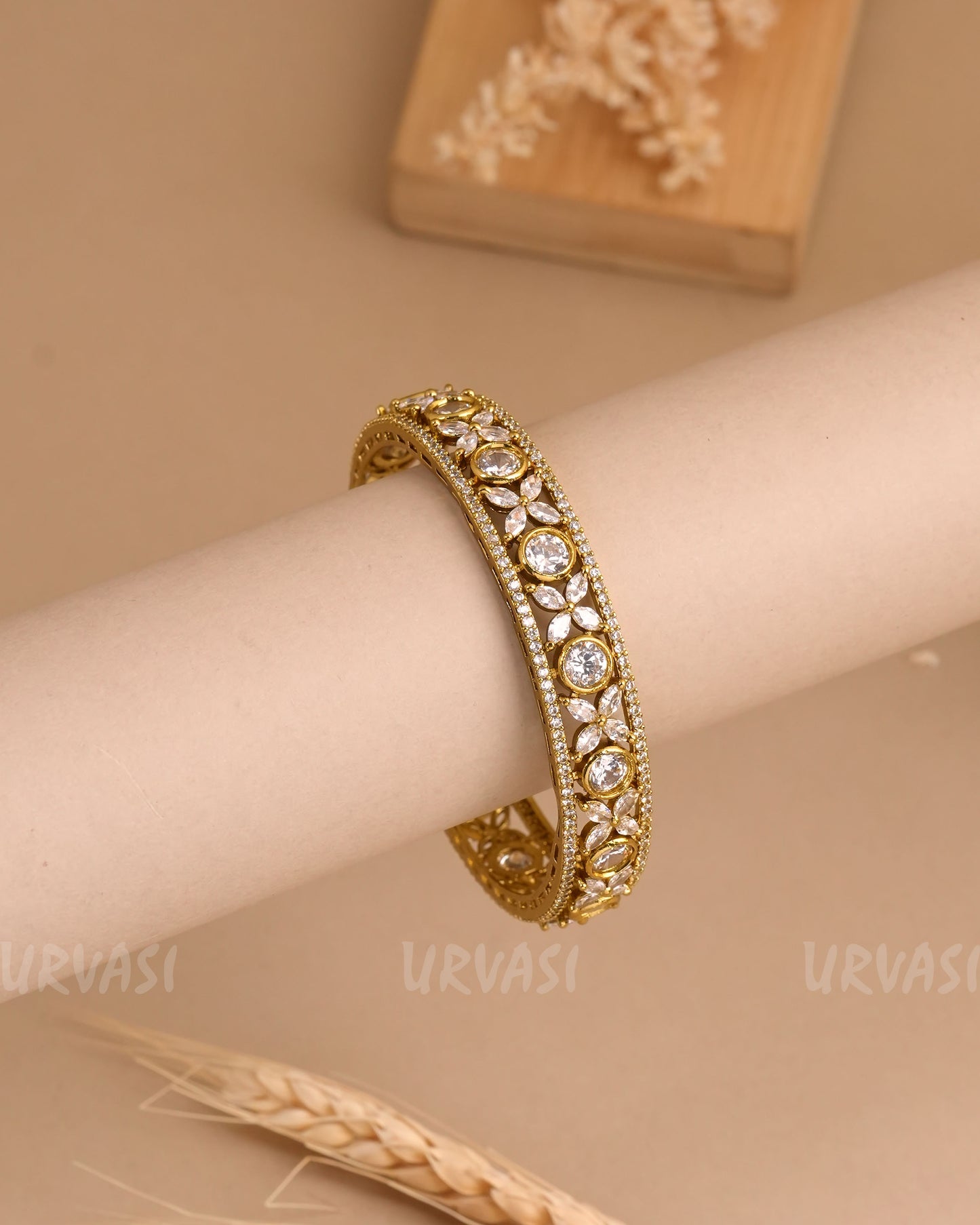 Mehendi Polish Butterfly-Designed AD Bangles BA 443