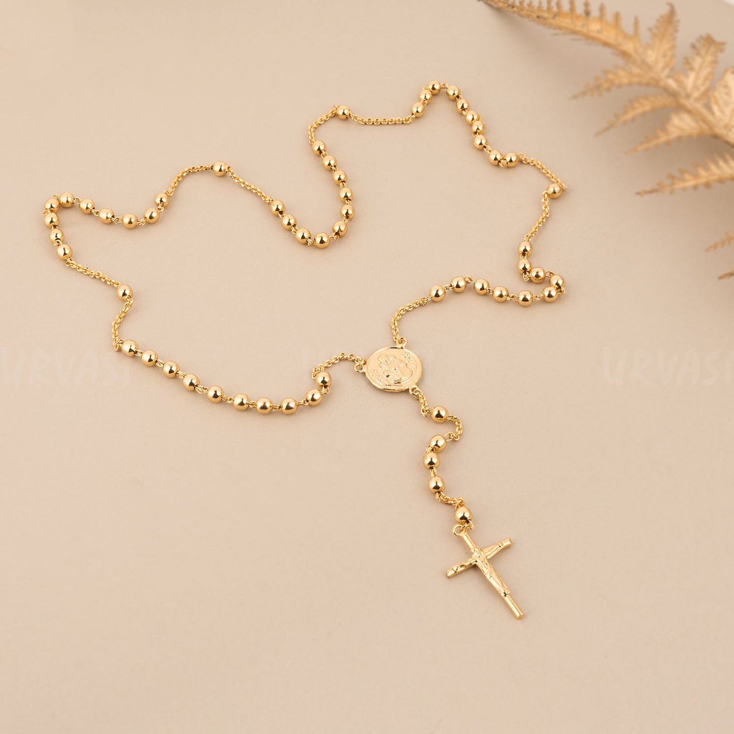 Gold-Toned Rosary Beaded Mala MA 014