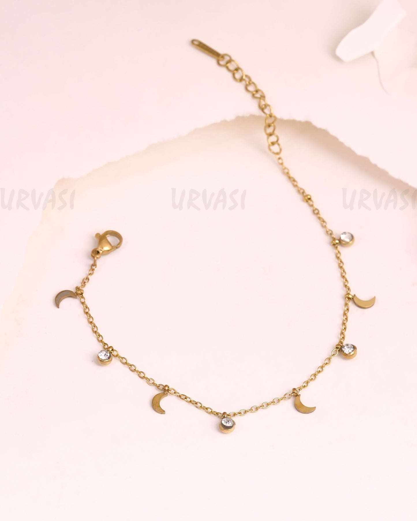 Gold-Toned Moon-Designed Stainless-Steel Bracelets BR 134