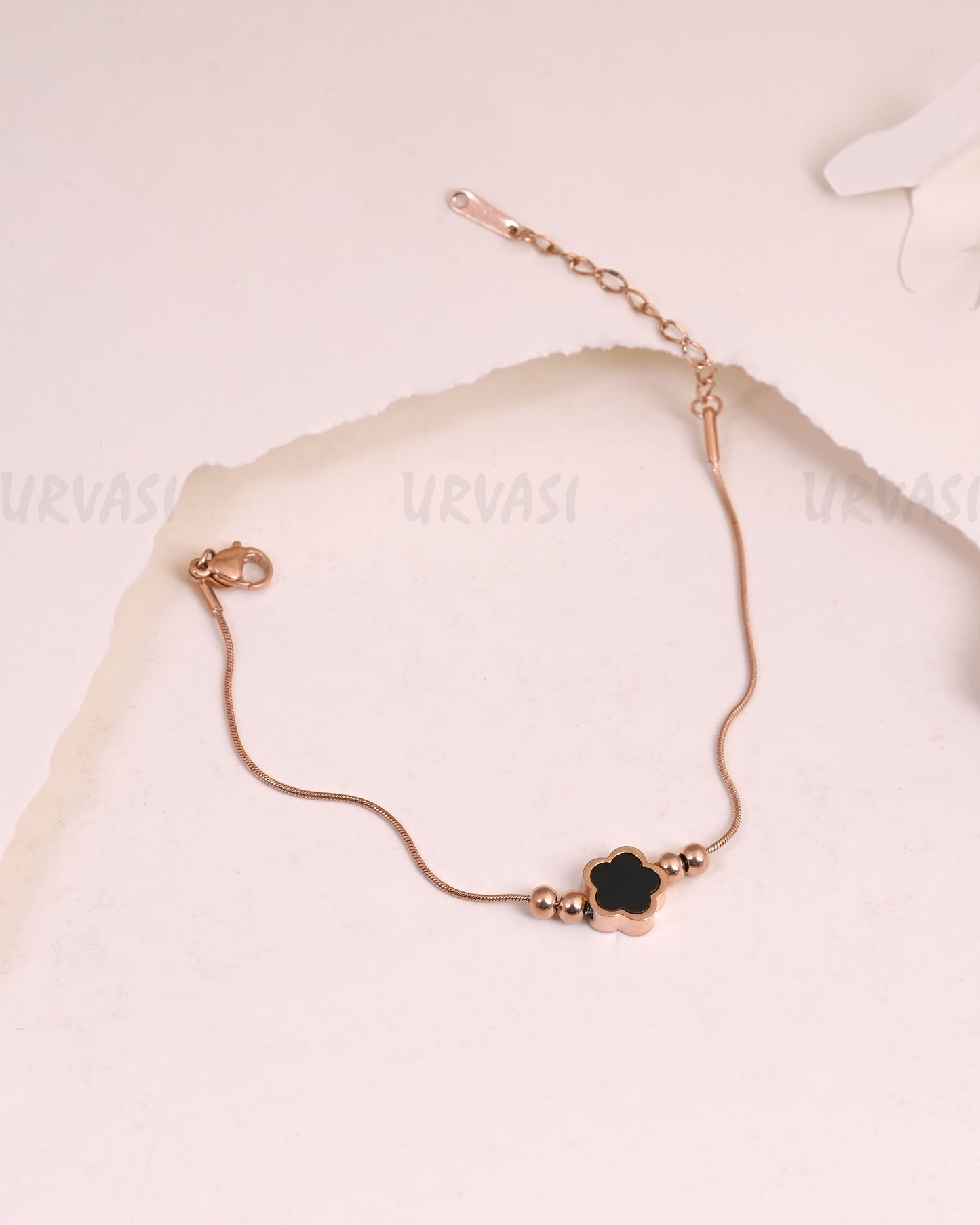 Rose-Gold Polish Floral pendant Stainless-Steel Bracelets BR 143