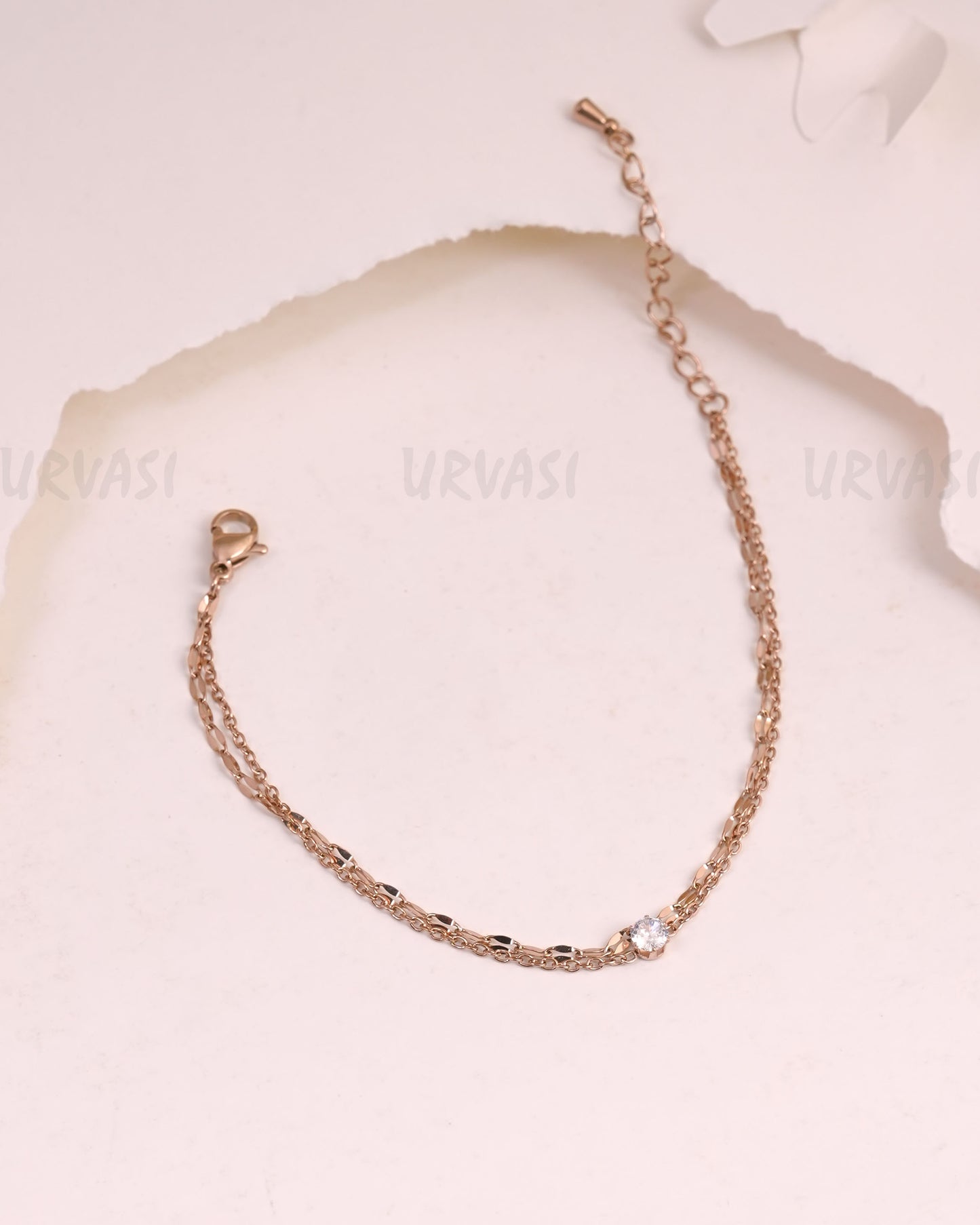 Rose-Gold Polish Two-Layer Stainless-Steel Bracelets BR 146