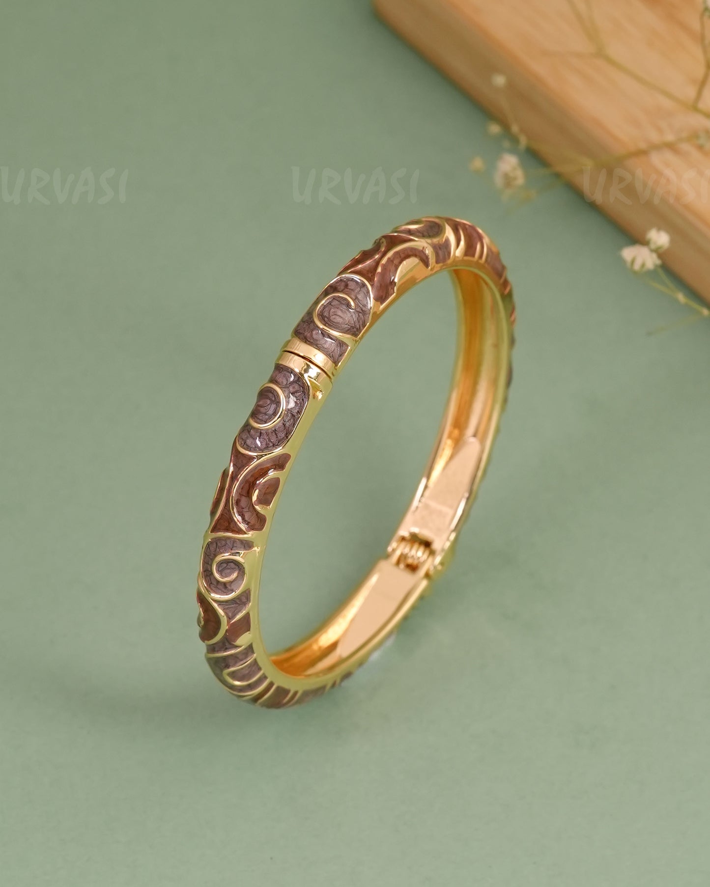 Gold-Enamel Meenakari Cuff Bangles BA 463