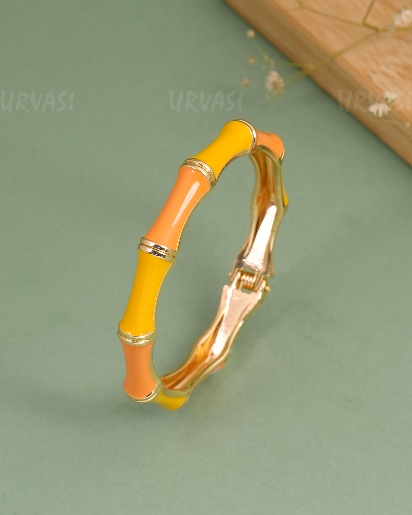 Gold-Enamel Meenakari Cuff Bangles BA 458