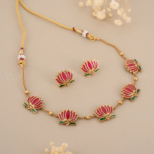 Manju Inspired Lotus Choker Necklace 430