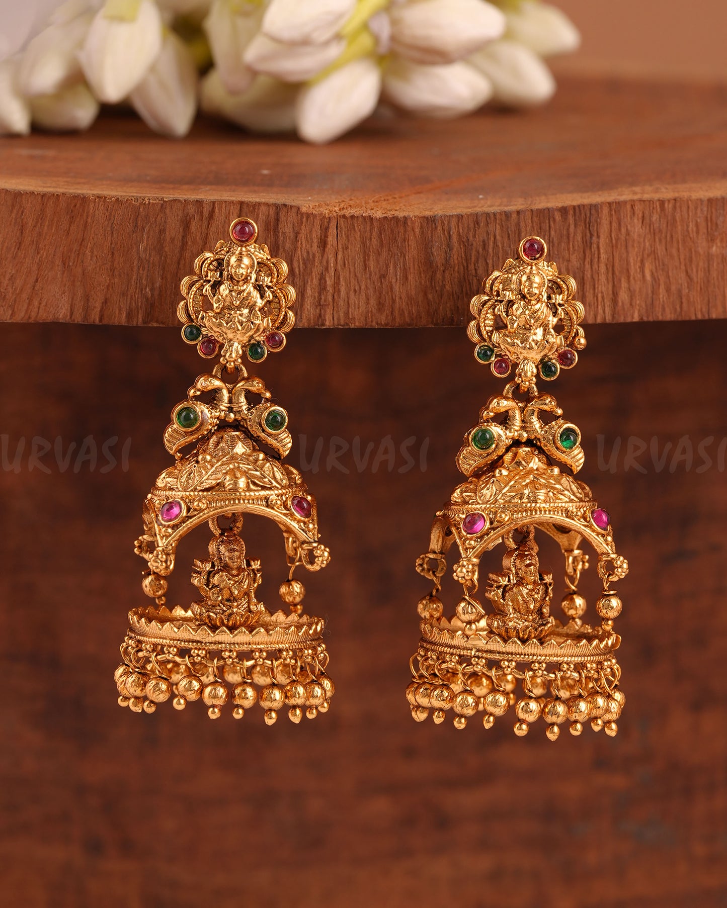 Gold-Toned Lakshmi Temple Jhumka Earrings ER 214