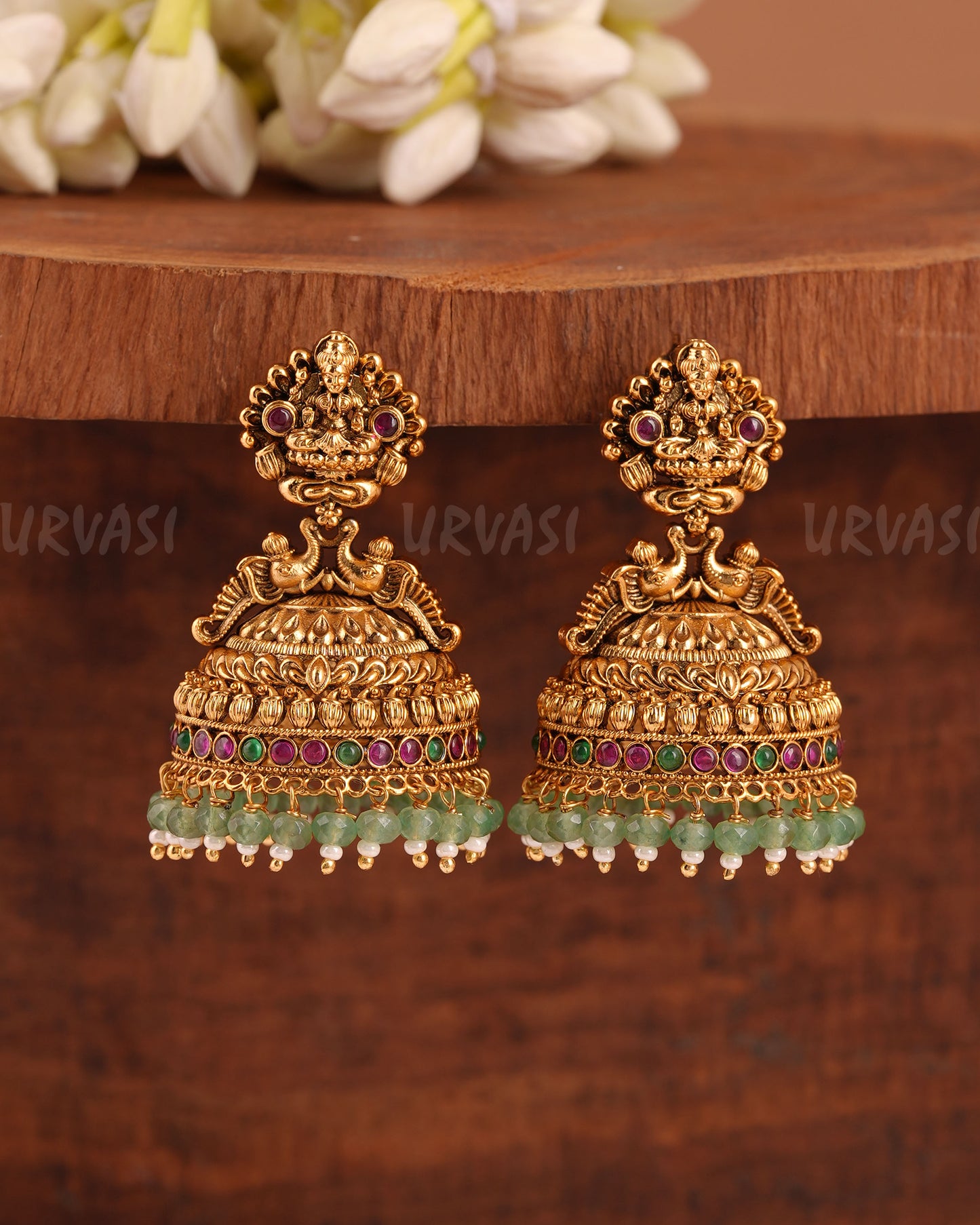 Gold-Toned Lakshmi Peacock Jhumka Earrings ER 948