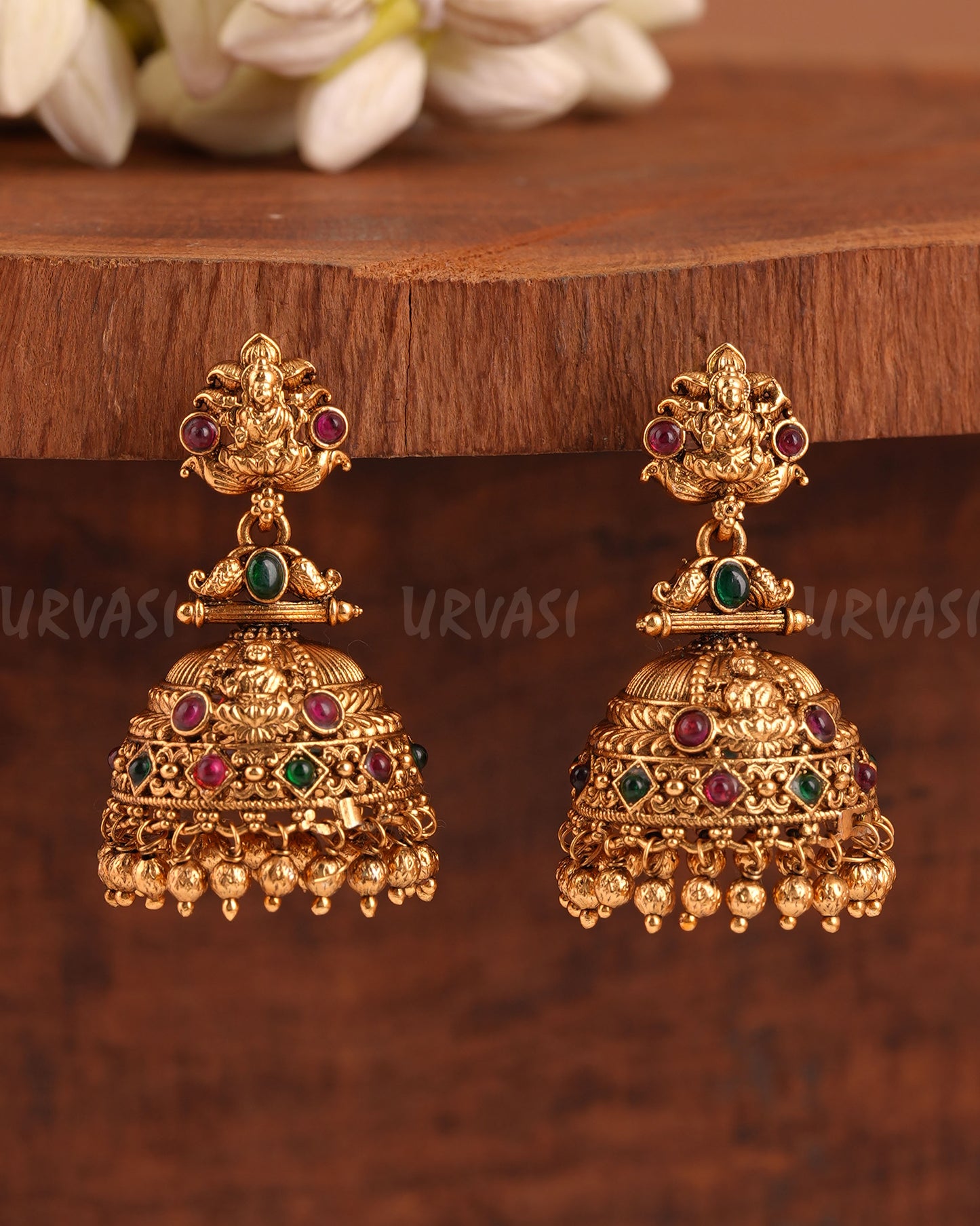 Gold-Toned Lakshmi Peacock Jhumka Earrings ER 993