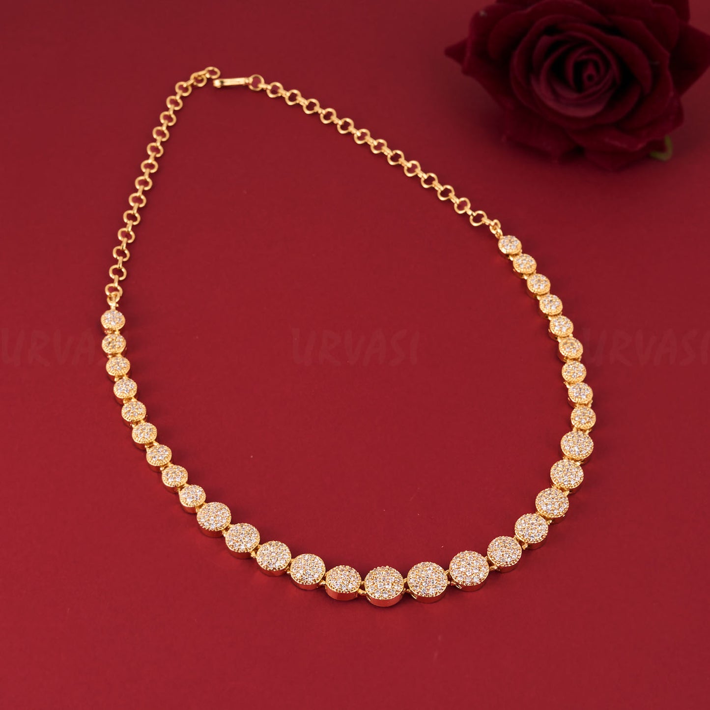 Gold Shade AD Stone Necklace 442