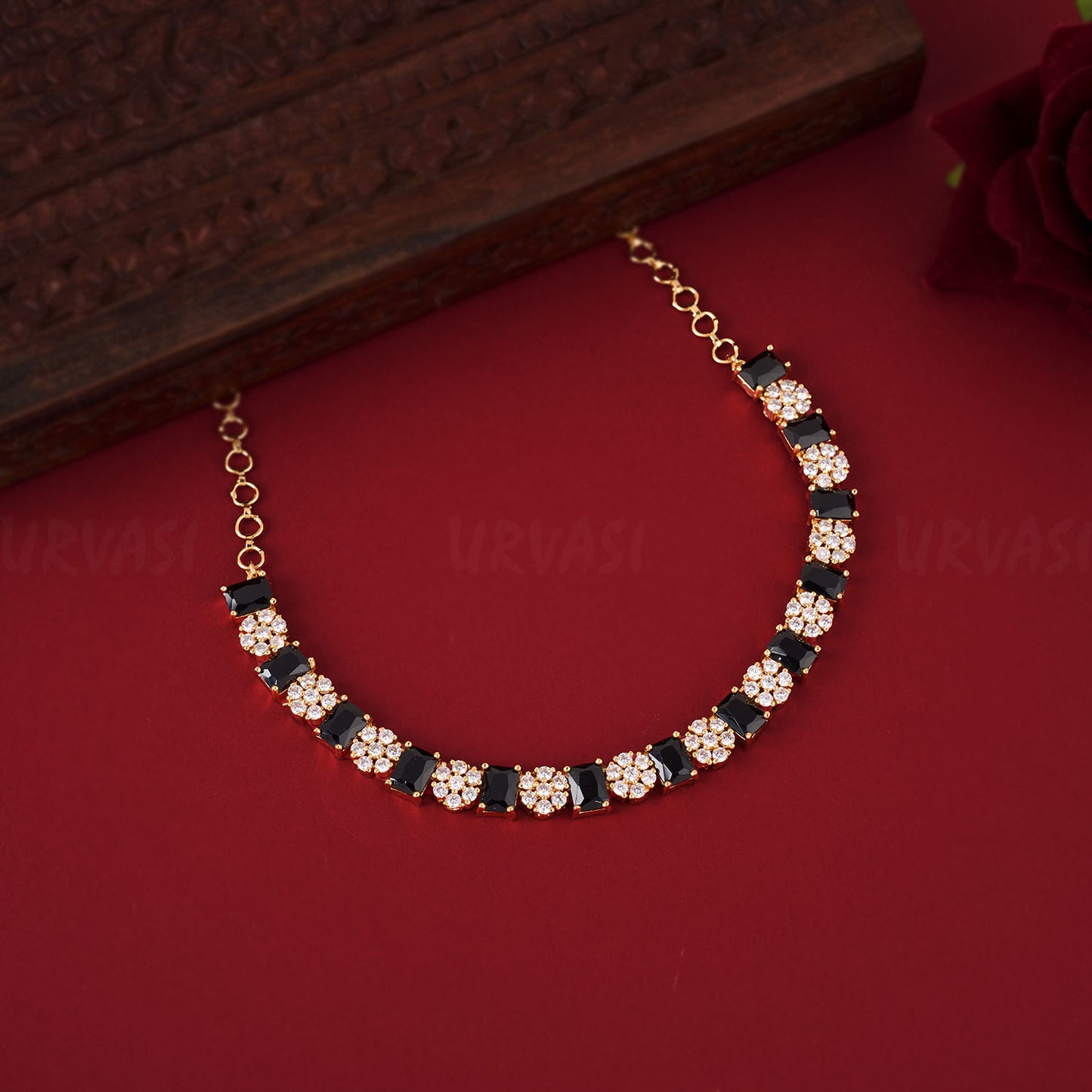 Floral Sufi Stone AD Necklace 443