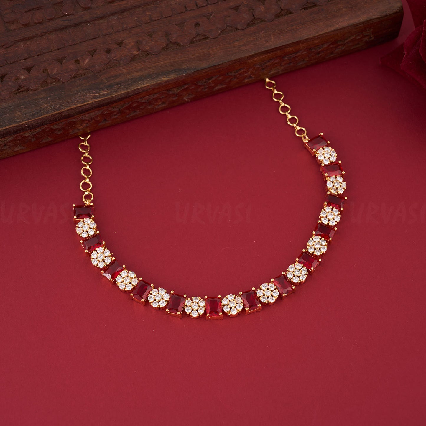 Floral Sufi Stone AD Necklace 443