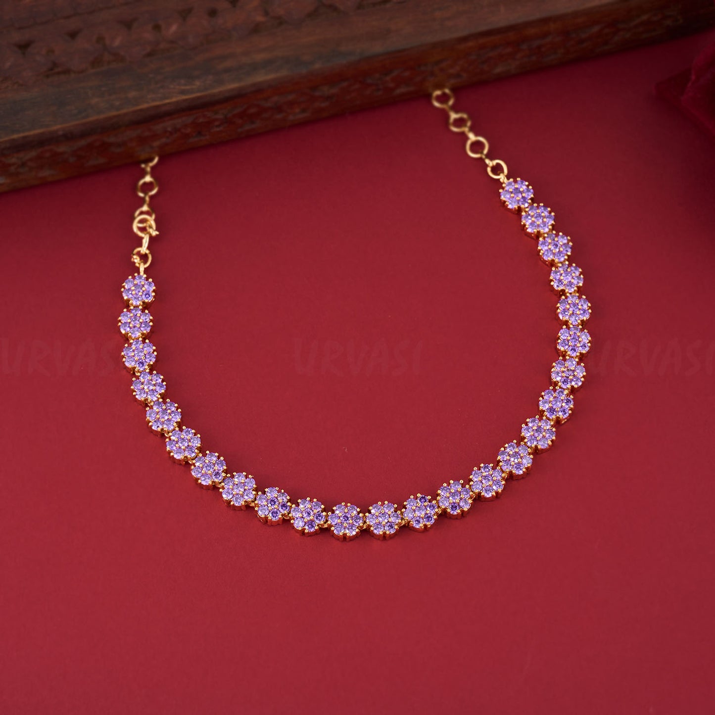 Purple Floral AD Stone Necklace 445