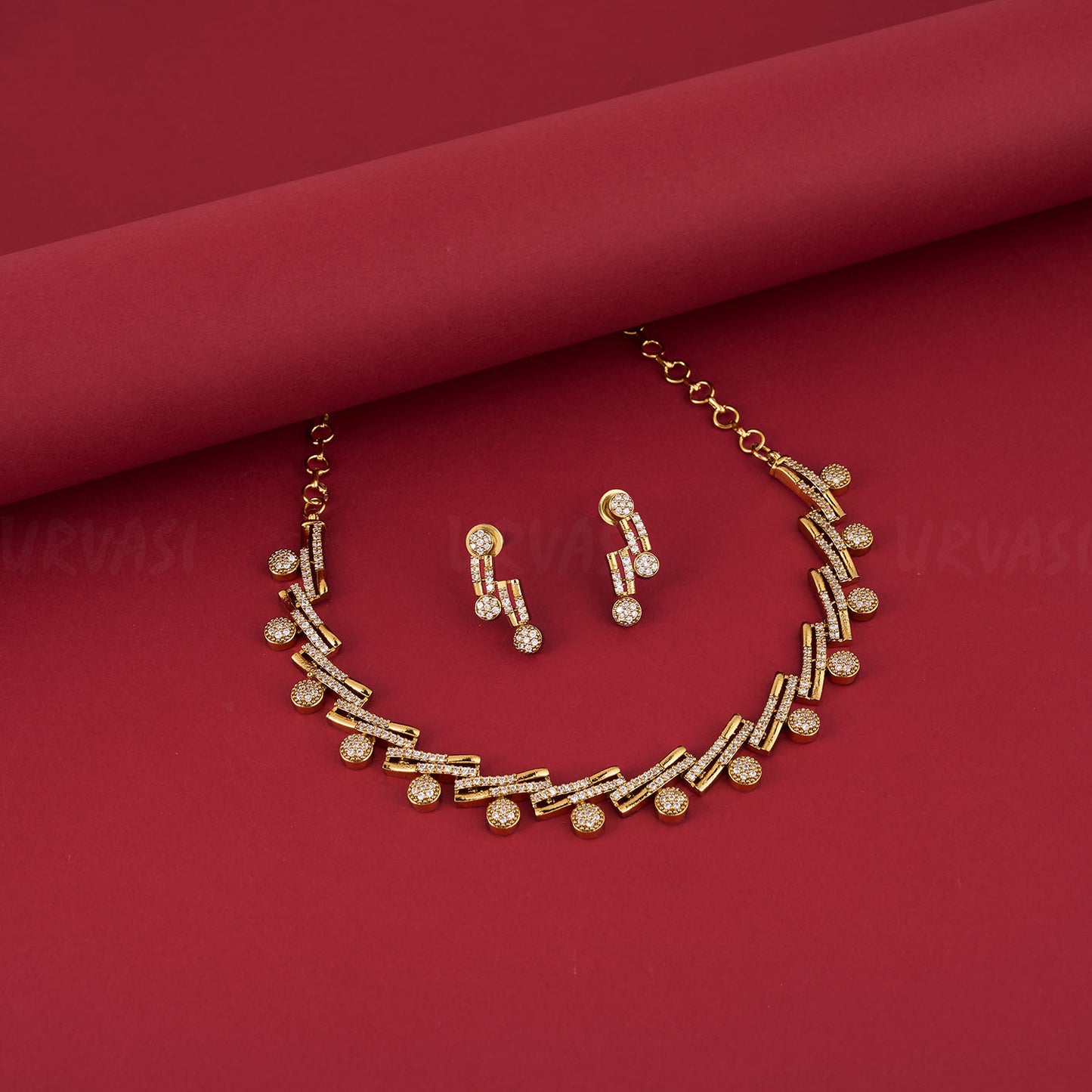 Gold AD Stone Necklace 463
