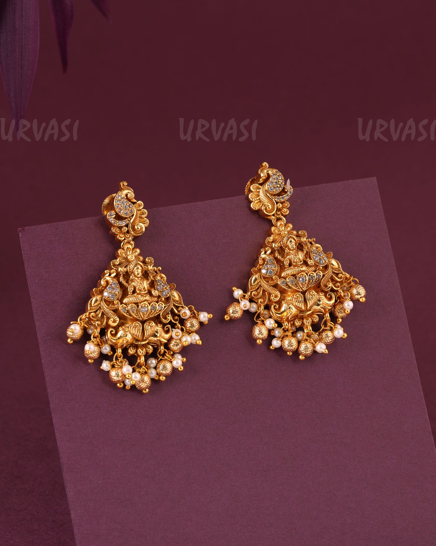 Gold-Toned Lakshmi Peacock AD Earrings ER 982
