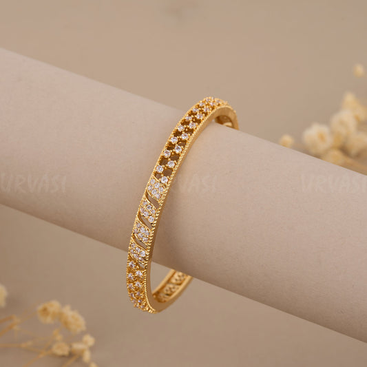 Gold-Toned Stone Studded White Bangles BA 169