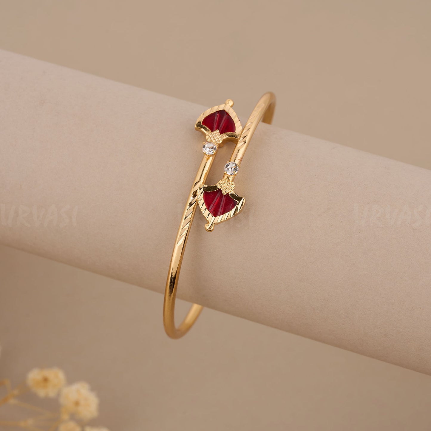 Gold-Toned Traditional Palakka Cuff Bangles BA 194