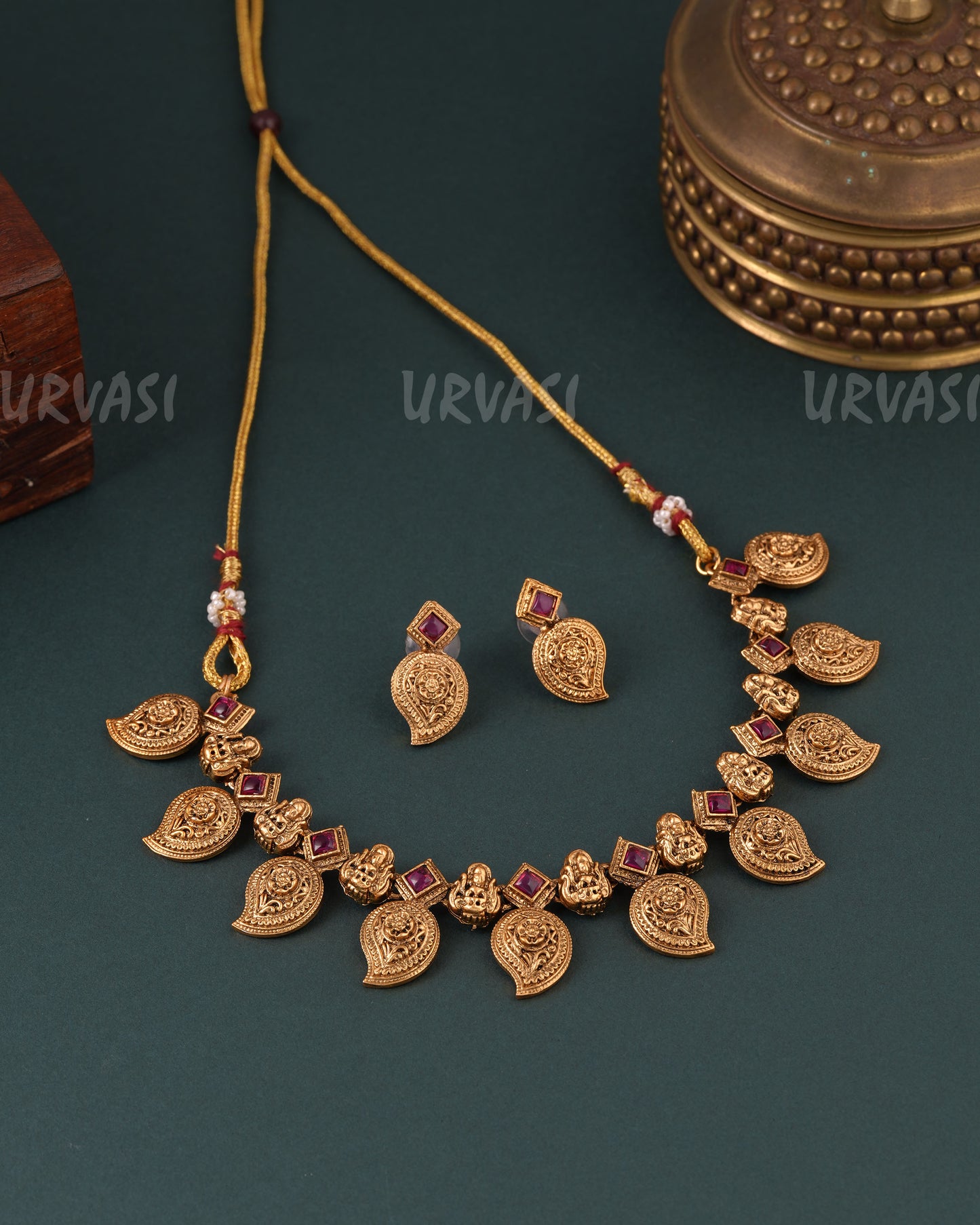 Gold-Toned Mango Lakshmi Floral Necklace 1616