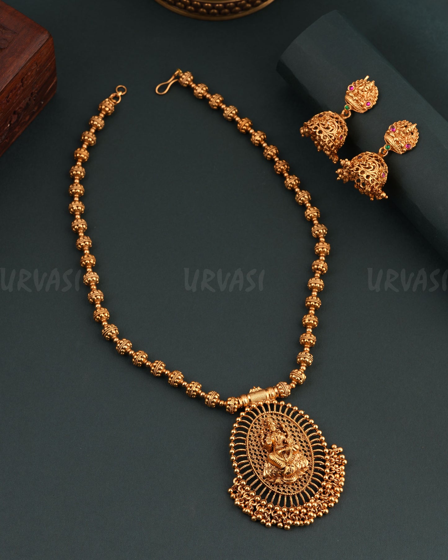 Gold-Polish Lakshmi Long Necklace 1678