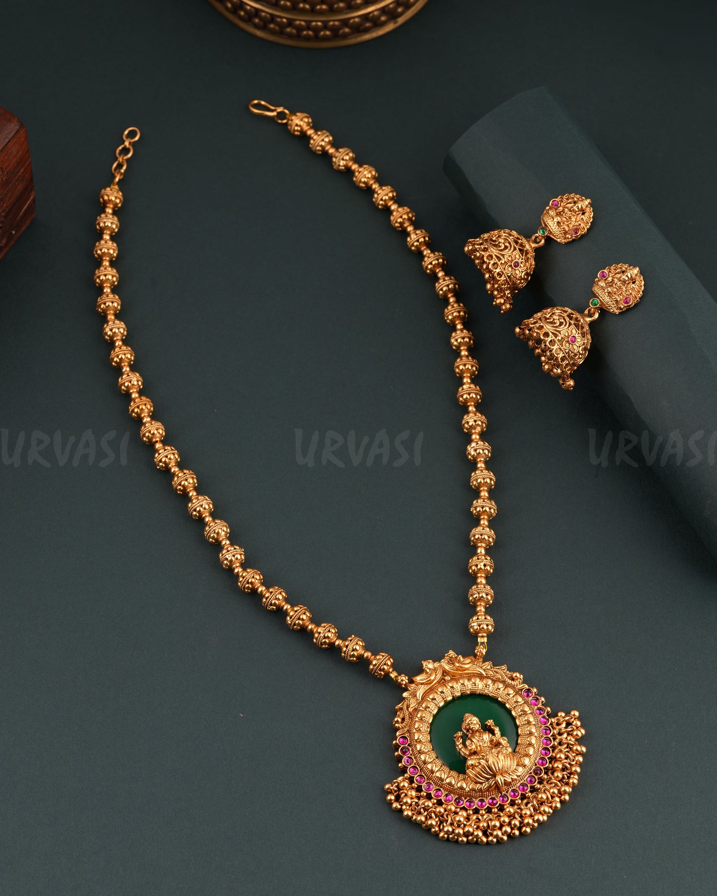 Gold-Toned Floral Lakshmi Long Necklace 1680