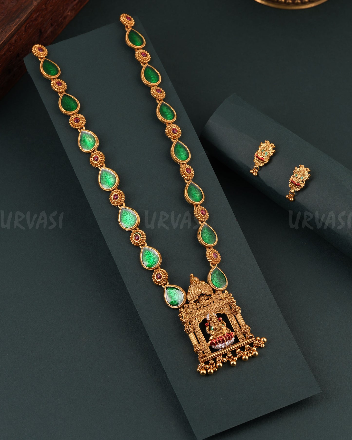 Gold-Toned Lakshmi Gopi Designed Long Necklace 1706