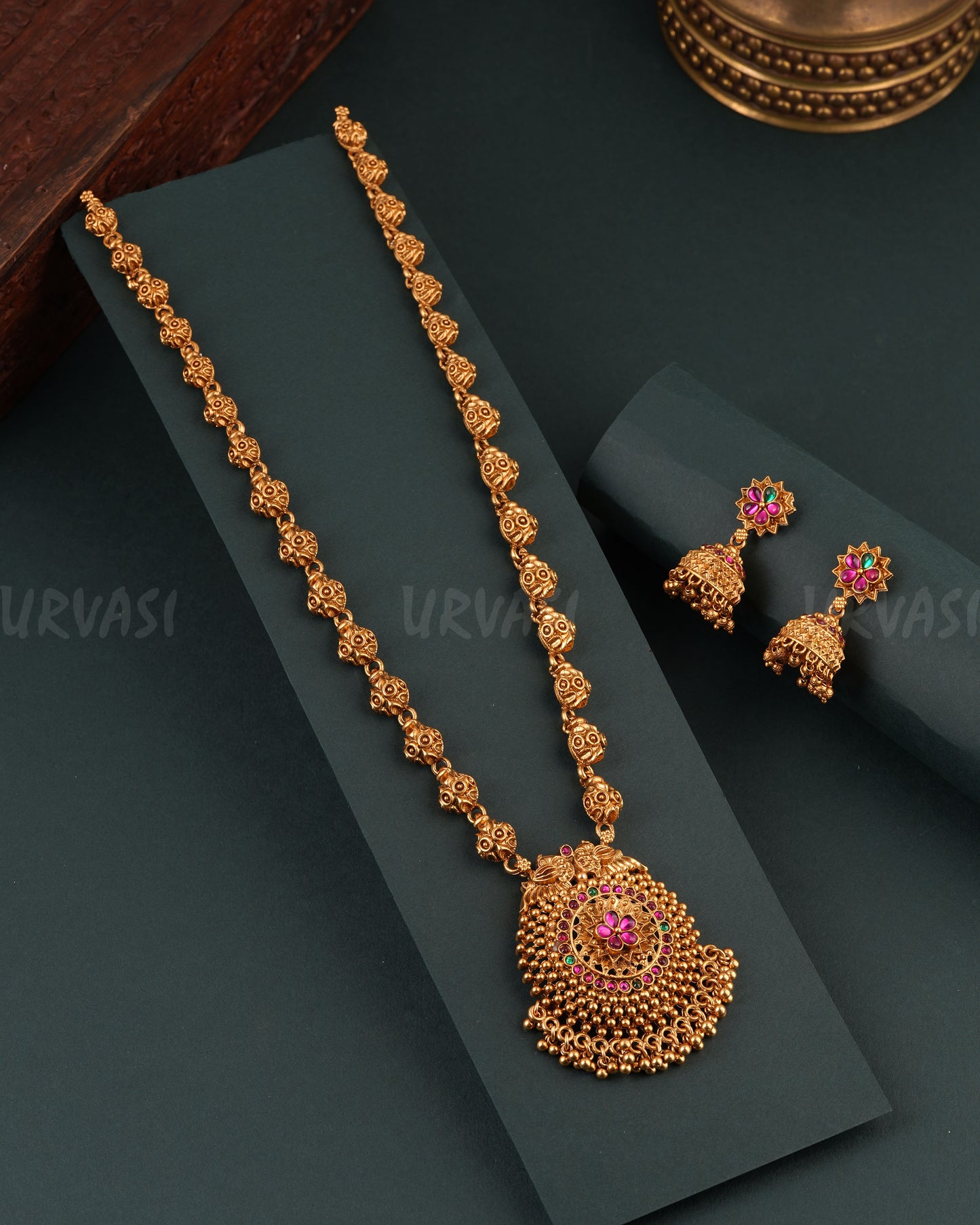 Gold-Toned Peacock Pendent Long Necklace 1698