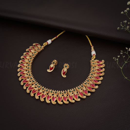 Mango Enamel Palakka Necklace 535