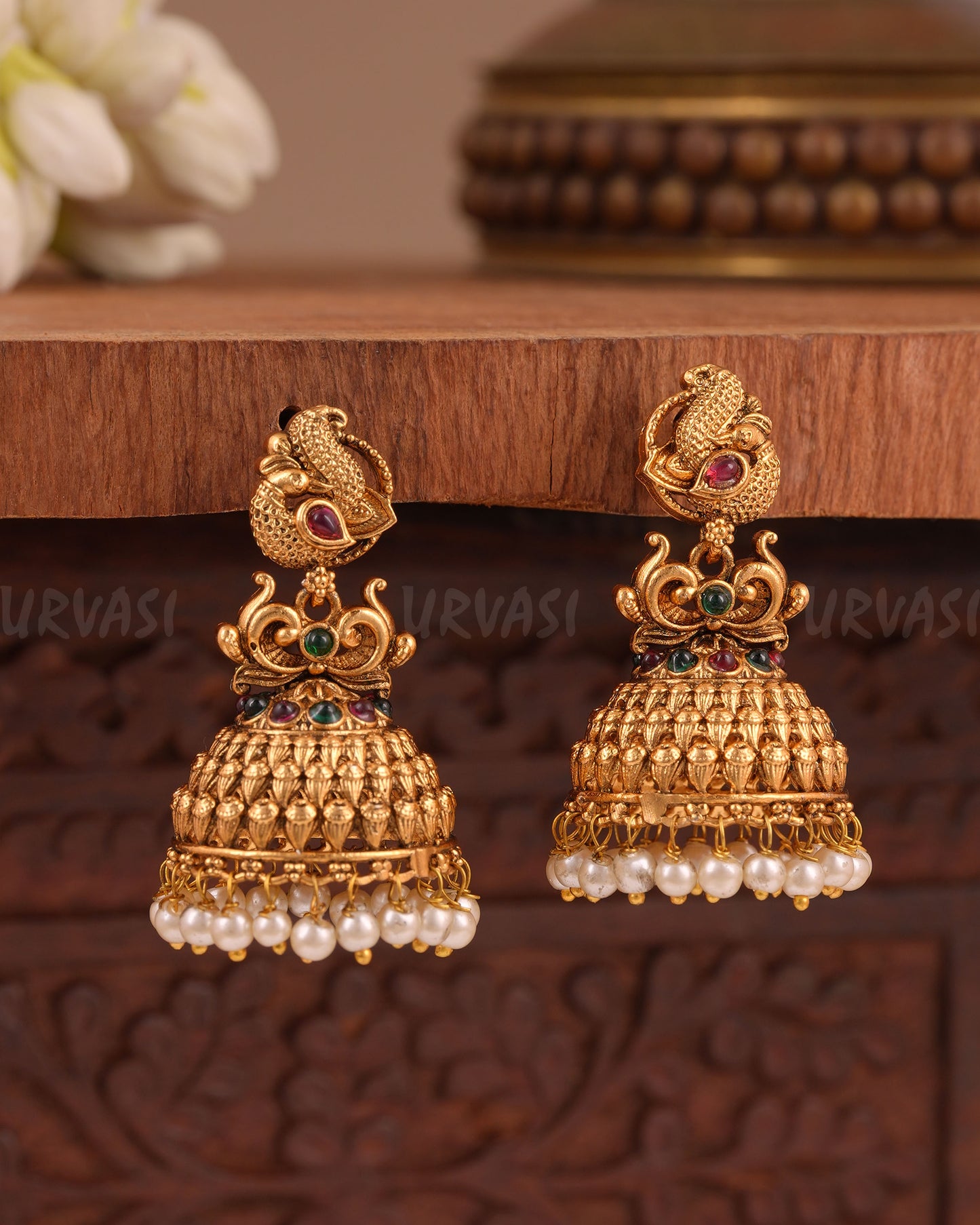 Gold-Toned Peacock Jhumka Earring ER 1022