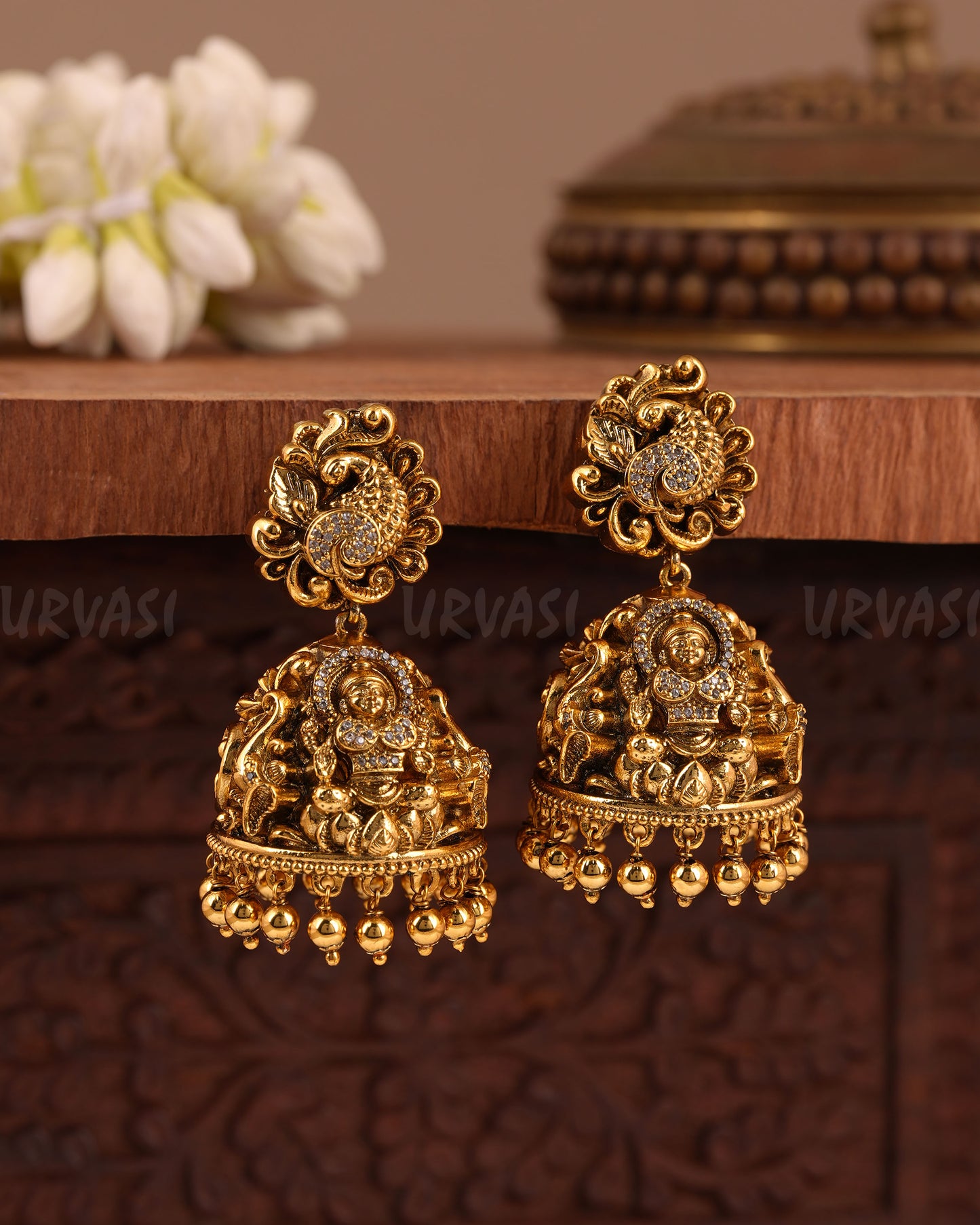 Gold-Premium Traditional Peacock Lakshmi Earring ER 1012