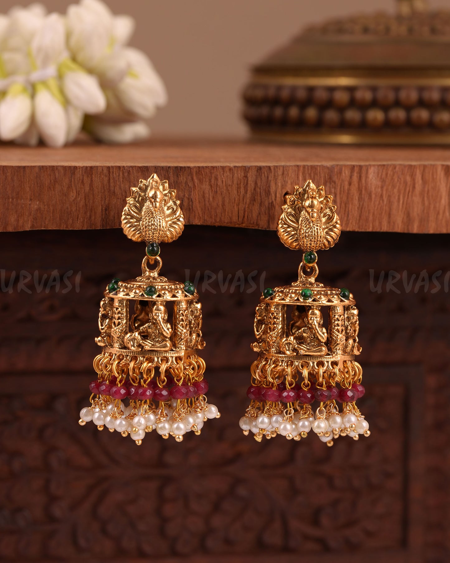 Gold-Toned Traditional Peacock Krishna Earring ER 1013