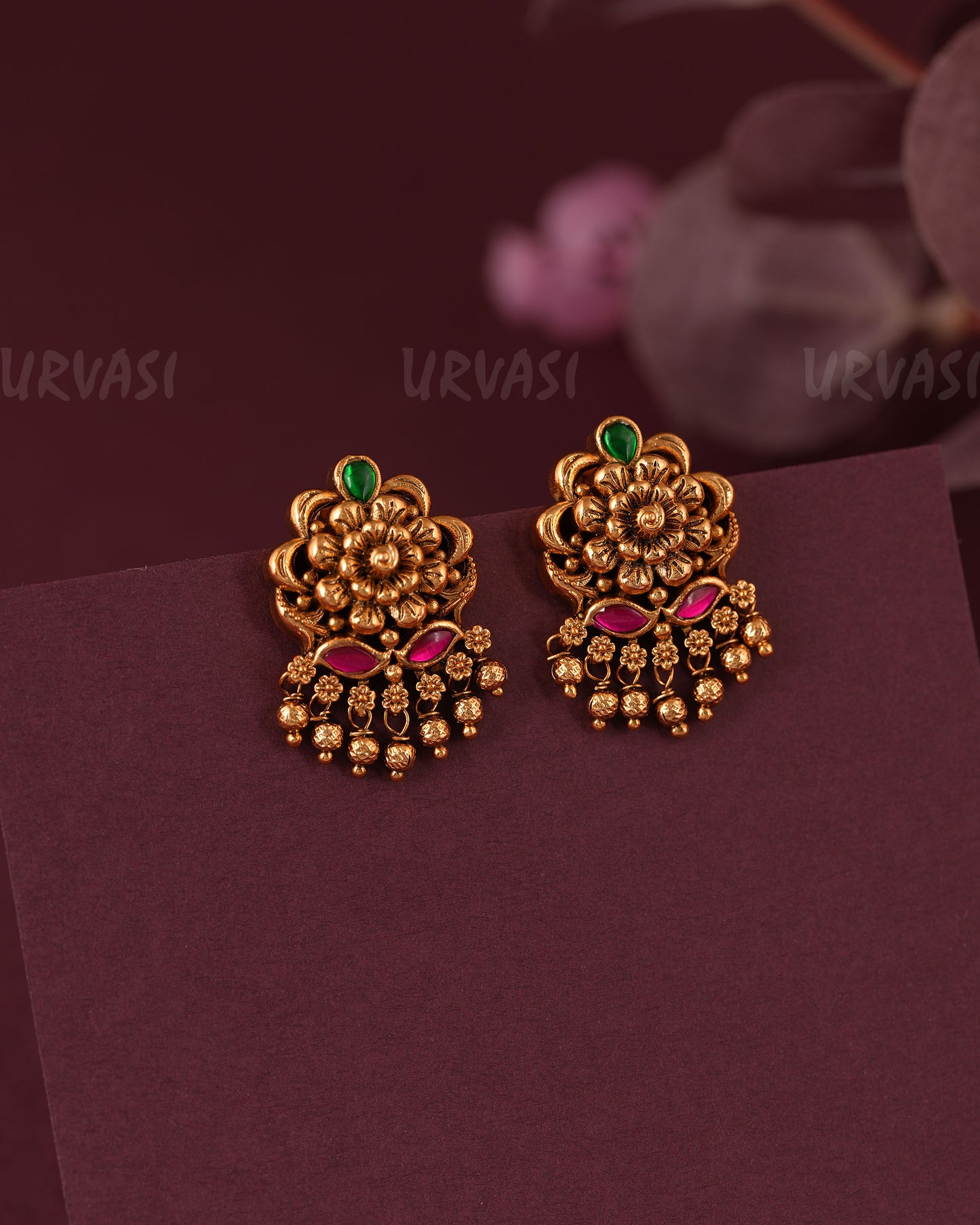 Gold-Floral Antique Kemp Stud Earring ER 1053