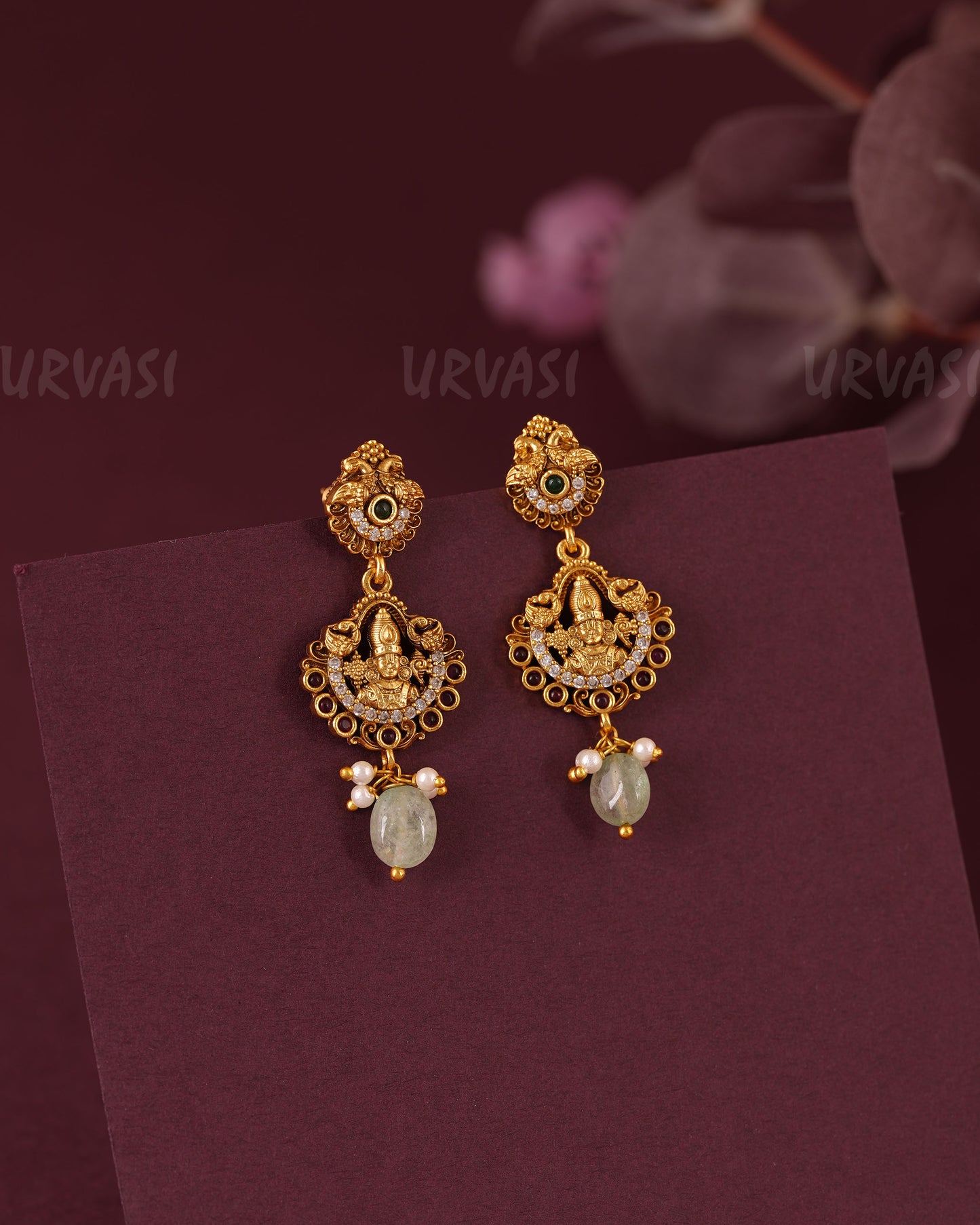 Gold-Toned Peacock Lakshmi Earrings ER 1056