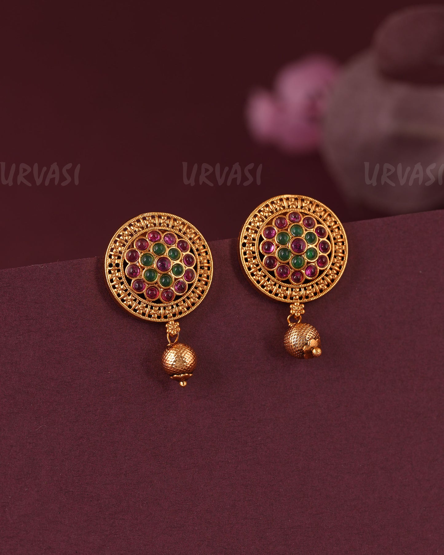 Gold-Toned Floral Kemp-Stud Earring ER 1146