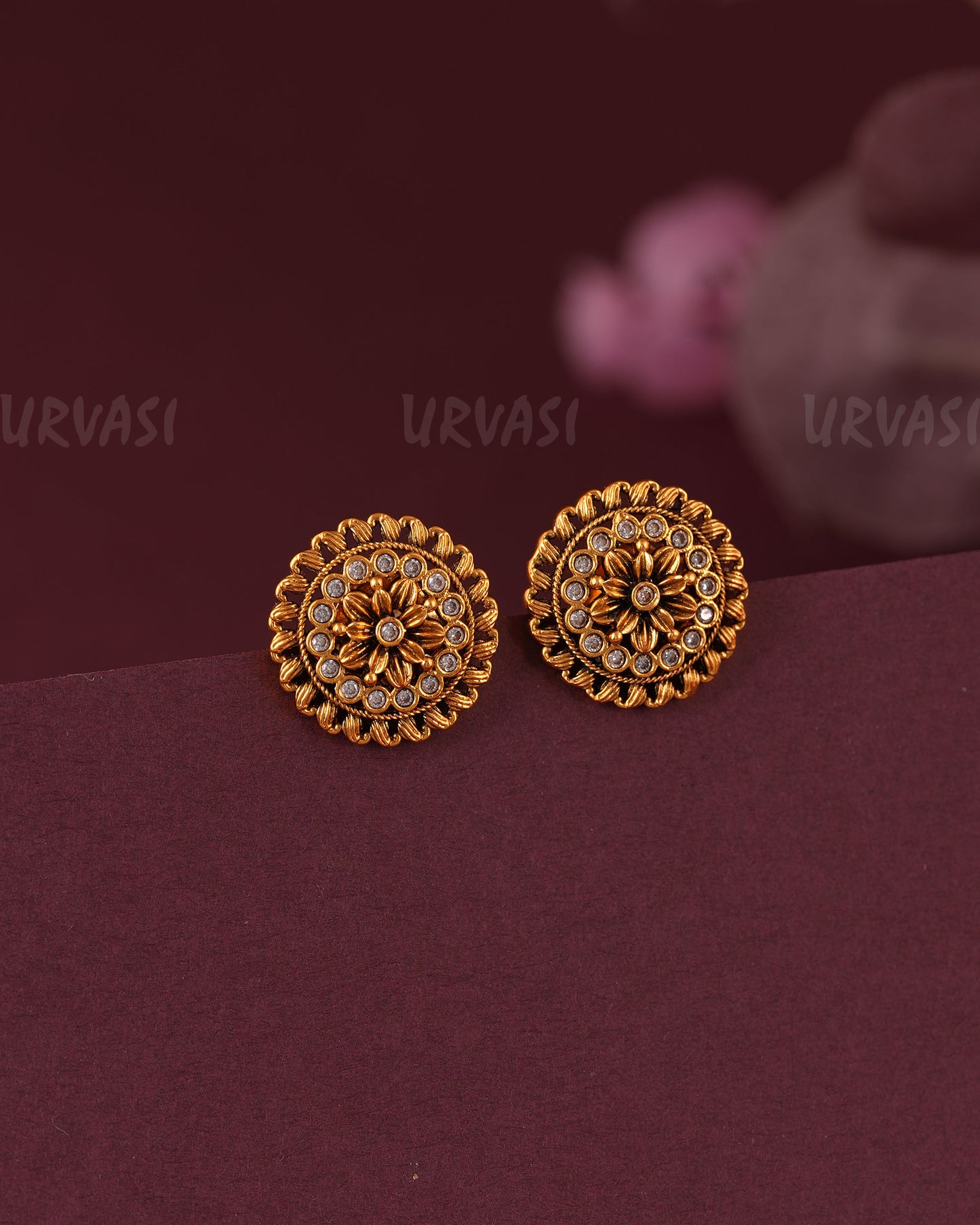 Gold-Floral Designed Stud Earring ER 1108