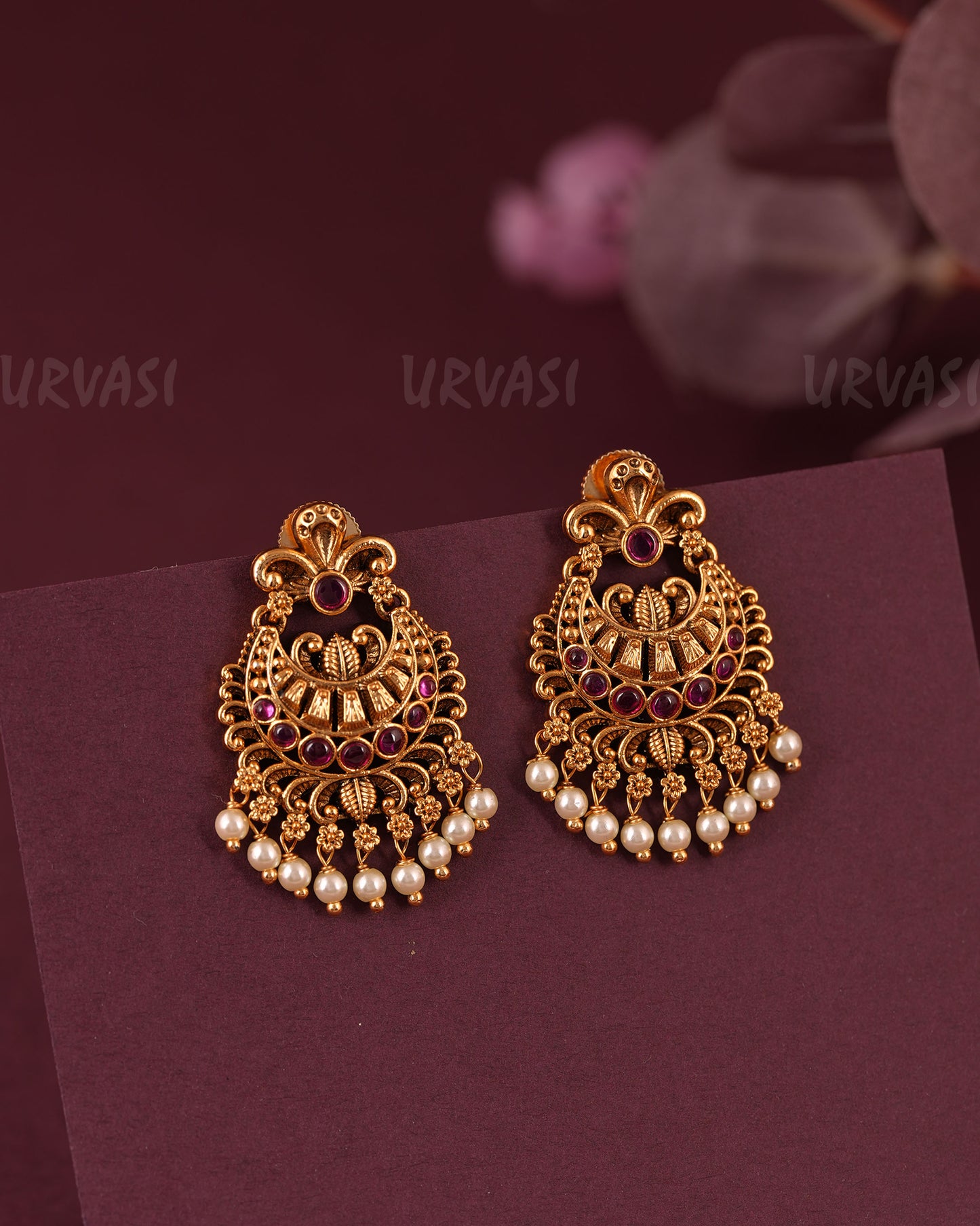 Gold-Floral Traditional Chaandbali Earring ER 1116