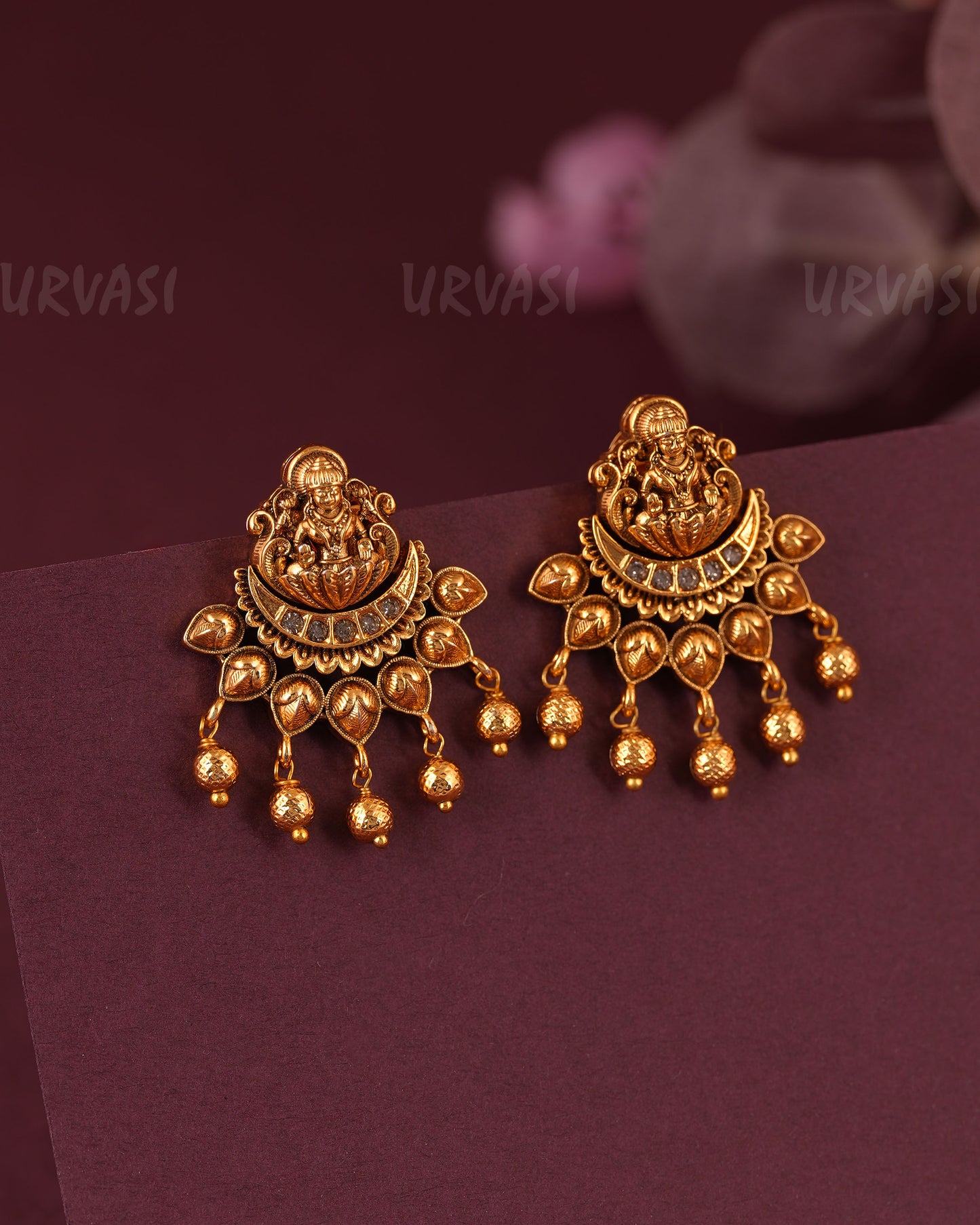 Gold-Toned Lakshmi Earrings ER 1117