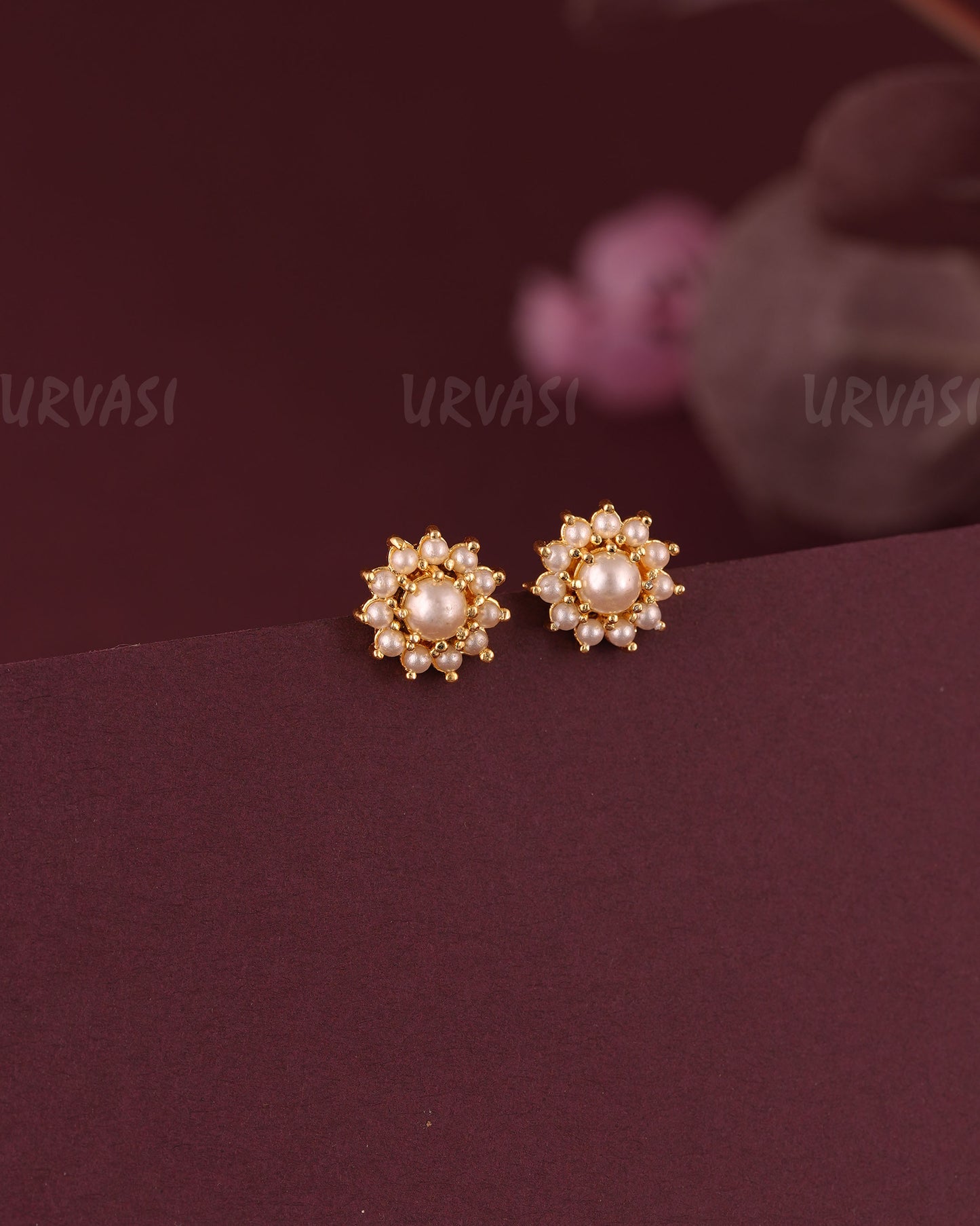Gold-floral Stud Earrings ER 1083