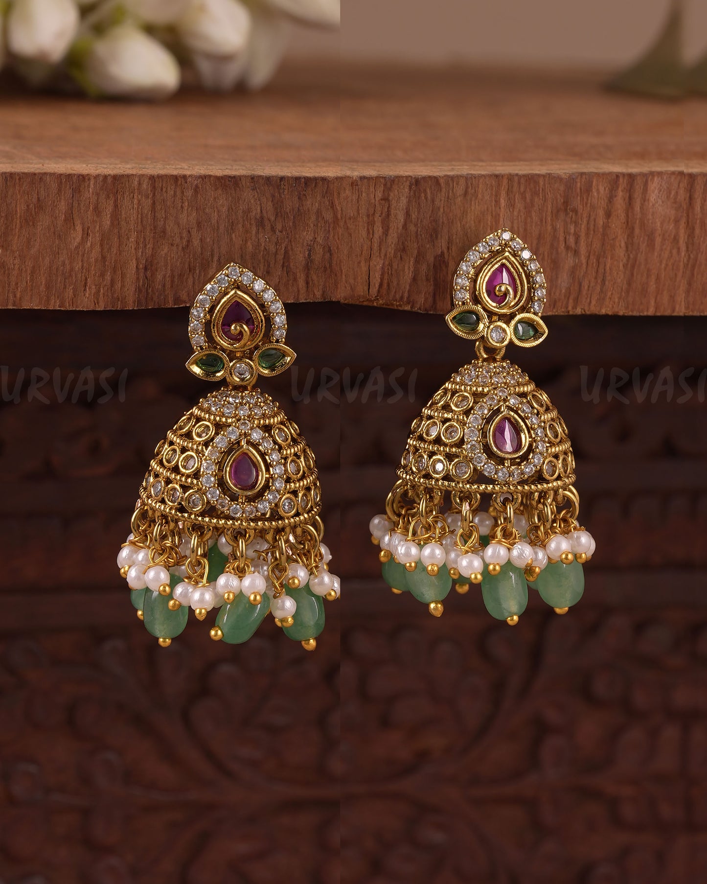 Gold-Toned Traditional Pearl Drop Jhumka Earring ER 1077