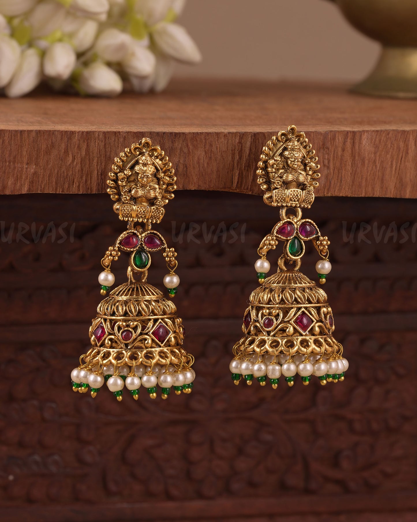 Gold-Toned Lakshmi Jhumka Earring ER 1131
