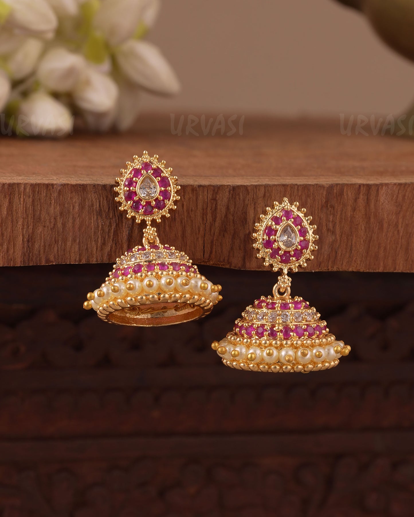 Gold-Toned Traditional Embellished Jhumka Earring ER 1062