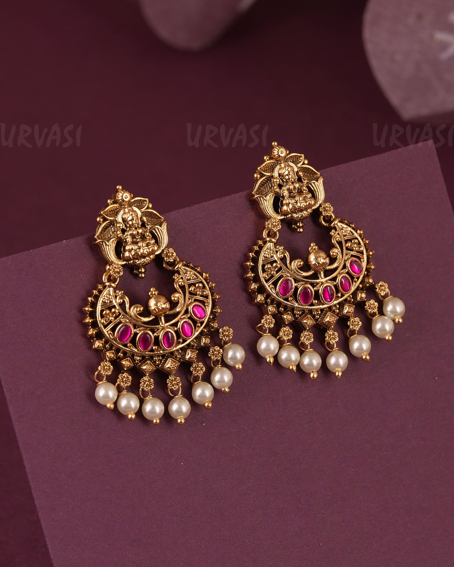 Gold-Toned Traditional Lakshmi Earring ER 1120