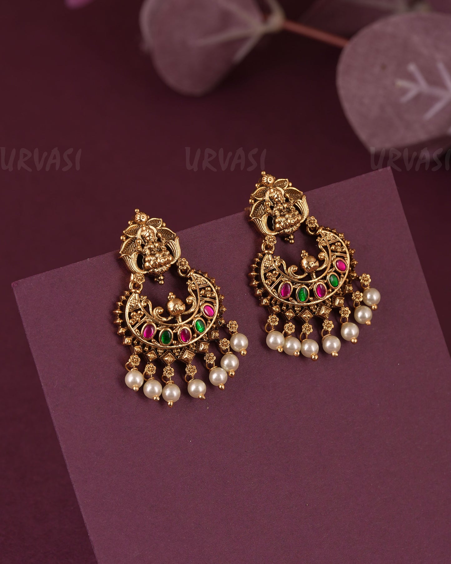 Gold-Toned Traditional Lakshmi Earring ER 1120