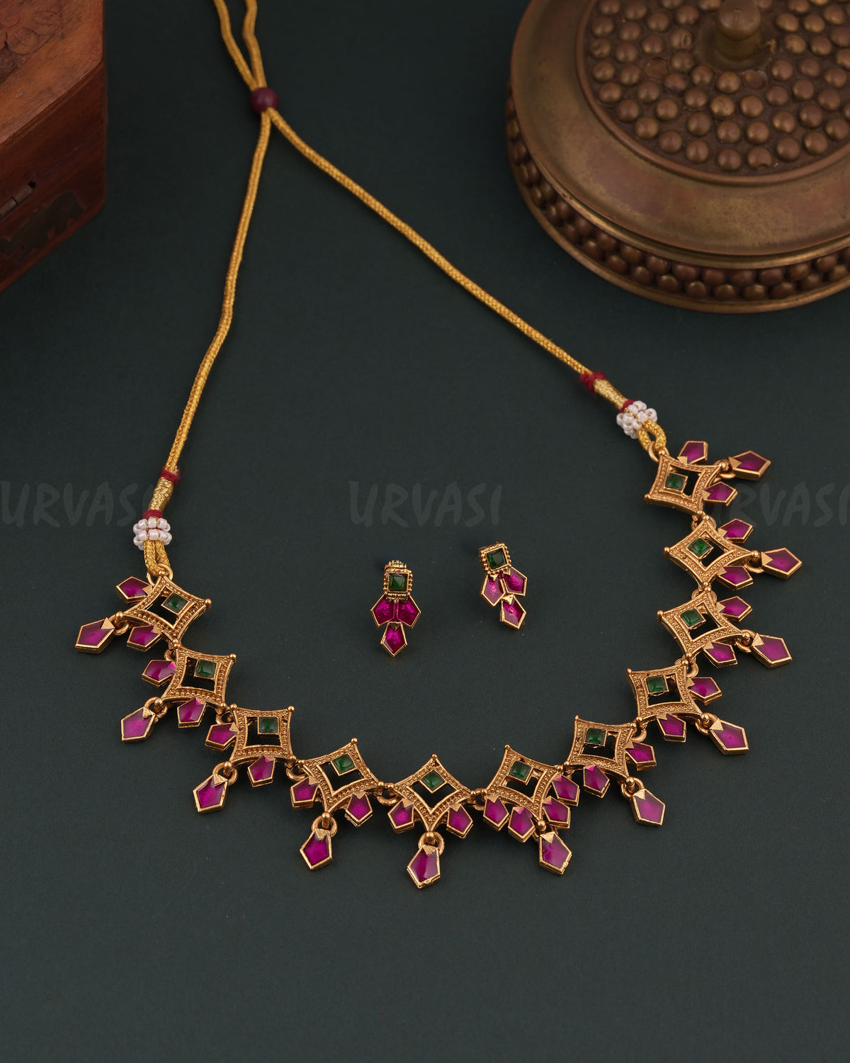Gold-Toned Traditional Palakka Necklace 1777