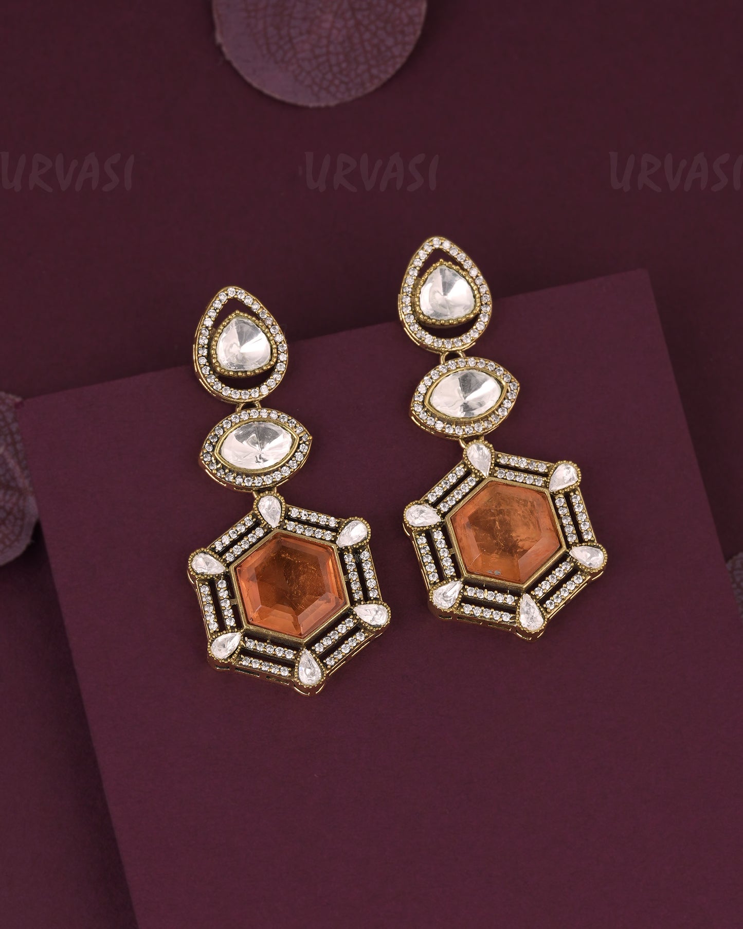 Gold-Toned Kundan Polki Earring ER 1163