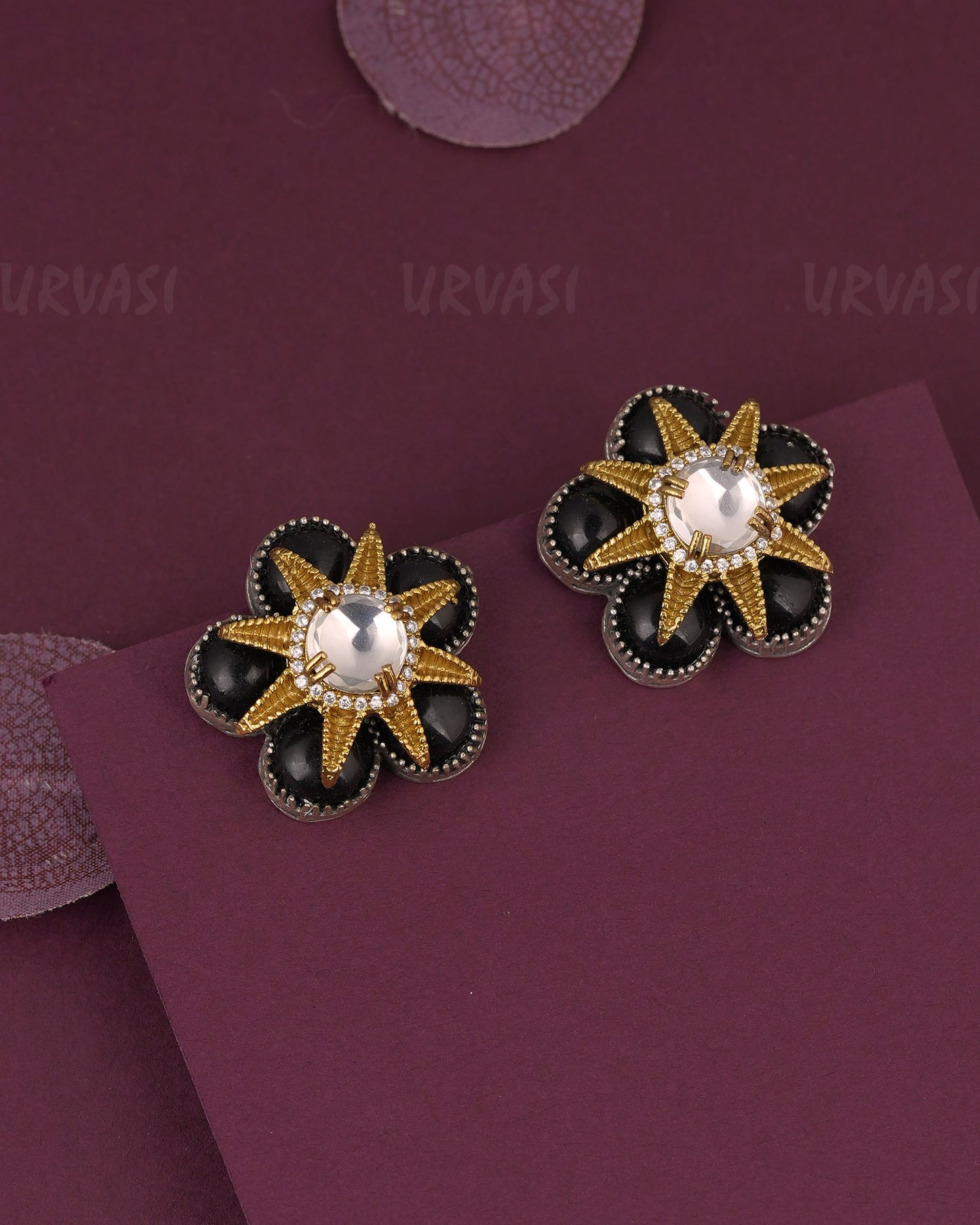 Floral-Distinct Layered Star-Motif Designed Stud Earring ER 1161