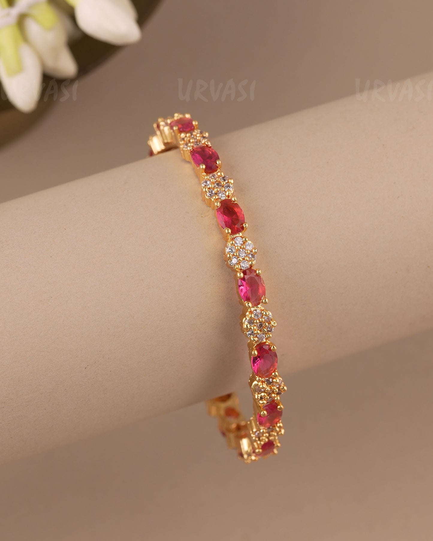 Gold-Toned Floral Stone Bangles BA 470