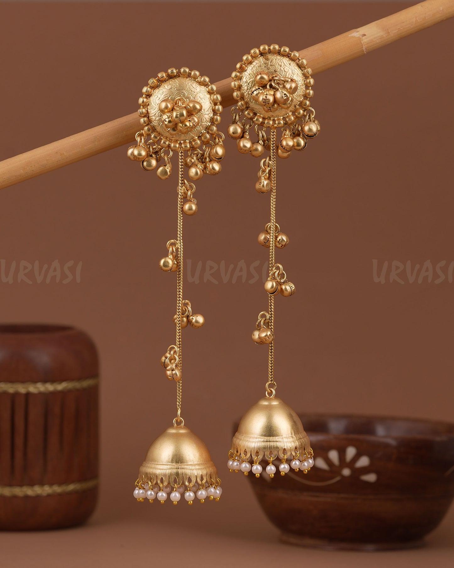 Mayur Kashmiri Ghungroo Jhumka Pearl Earrings ER 1219