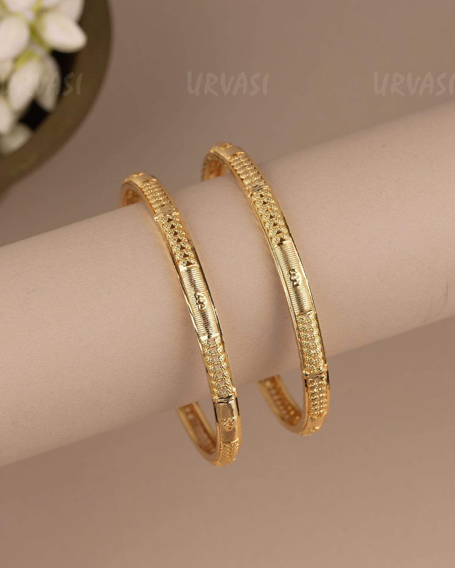 Gold-Polish Traditional Bangles(Set Of Two) BA 513